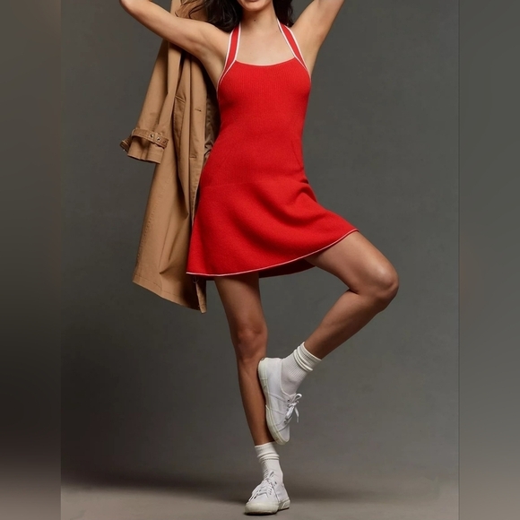 Daily Practice by Anthropologie Full Speed Retro Knit Halter Mini Dress, RED - Picture 3 of 13